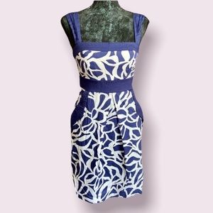 City Triangles Blue & White Retro Floral Dress